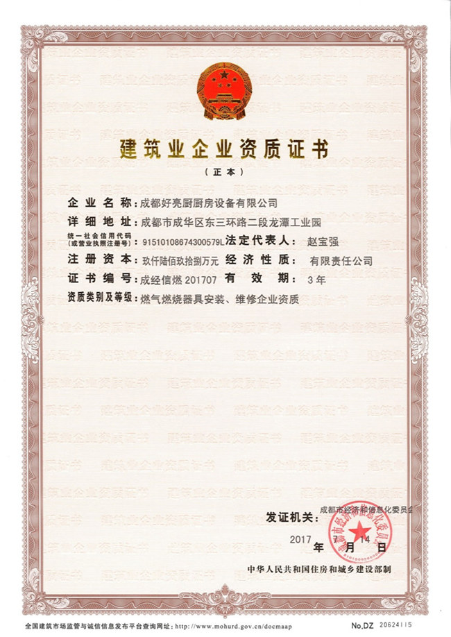 燃氣燃（rán）燒器（qì）具安裝、維修企業資質證書